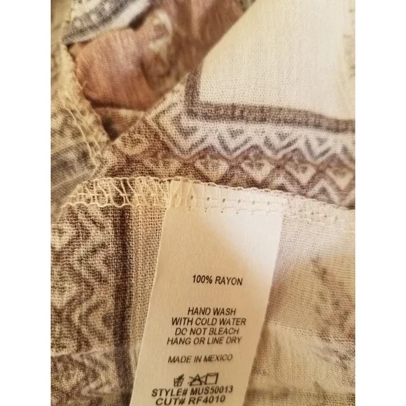 Large Women's Skirt Patchwork Floral Tile Print Brown Multi Ruffle by Miss U - Picture 5 of 8